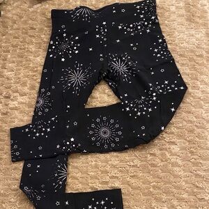 Justice Black Leggings with White Starburst Print